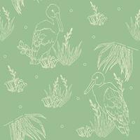 Seamless pattern with cranes bird vector