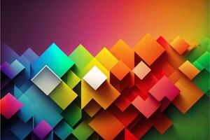 Abstract rainbow colored geometric background, with lots of copy space. Rainbow of colorful blocks abstract background. abstract geometric mosaic rainbow. photo