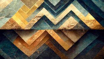 Marble effect background or texture. Spectacular abstract glistening golden solid liquid waves. Swirling golden and blue pastel pattern, shining golden color, marble geometric, Generative AI photo