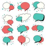 A set of speech bubbles with different shapes and colors. vector