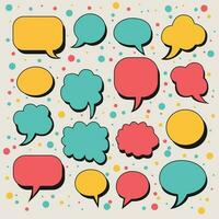 A collection of colorful speech bubbles on a colored background. vector