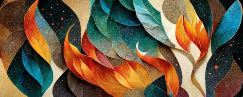 artistic colorful mosaic pattern smoke and fire. Collage contemporary print with trendy decorative mosaic pattern with different colors. Abstract floral organic wallpaper background illustration photo