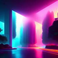 Conceptual Colorful 3D Neon-lit Background photo