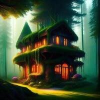 Modern Organic House in The Mysterious Misty Woods photo