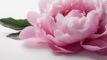 , Close up of blooming flowerbeds of peony flowers, floral textured background, spring mood. Photorealistic effect. photo