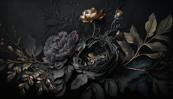 Black flower background best sale