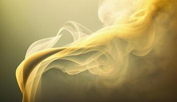 Generative AI, Flowing light yellow smoke with splashes. Soft fluid banner, spring female mood, 3D effect, modern macro realistic abstract background illustration, ink in water effect. photo