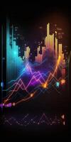 , stock market chart lines, financial graph on technology abstract background represent financial crisis, financial meltdown. Technology concept, trading market concept. photo