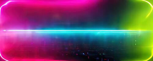 illustration of gaming background abstract, cyberpunk style of gamer wallpaper, neon glow light of sci-fi. Glowing iridescent neon lights for both light and dark backgrounds. photo