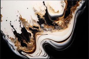 Marble ink abstract art from exquisite original painting for abstract background, color white, gold, black. Painting was painted on high quality paper texture to create smooth background photo