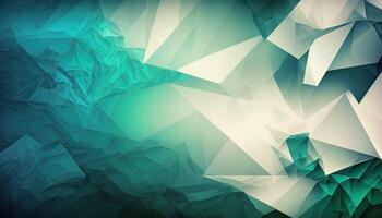 Polygonal high resolution pattern for background, white and teal and green flares. Abstract hexagonal polygonal low poly triangular high resolution futuristic green energetic background photo