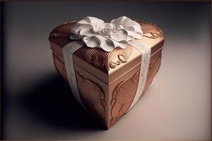 realista decorativo regalo cajas 3d regalos blanco cartulina embalaje plantillas lado ver corazón forma regalos perfectamente envuelto san valentin caja de regalo lujo cartulina generativo ai foto