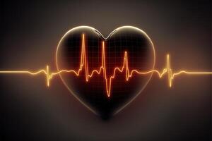 Background with a heart with the heartbeat monitor line, Heart and heartbeat symbol. photo