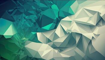 Polygonal high resolution pattern for background, white and teal and green flares. Abstract hexagonal polygonal low poly triangular high resolution futuristic green energetic background photo