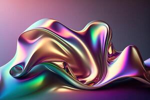 Holographic liquid background. Holograph color texture with foil effect. Halographic iridescent backdrop. Pearlescent gradient for design prints. Rainbow metal. photo