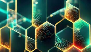 3d abstract tech background. Floating Numbers HUD Background. Matrix particles grid virtual reality. Smart build. Grid core. Hardware quantum form. Future technology. Decoding dna photo