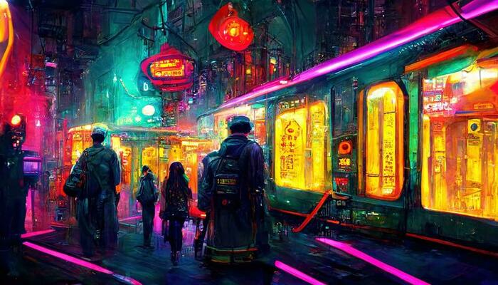 Neon City Night HD wallpaper