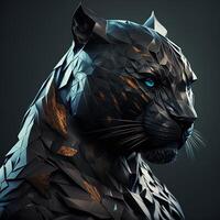 illustration of creative of black panther made of colorful geometric shapes on background. Leader, courage, strong and brave, majestic black panther. photo