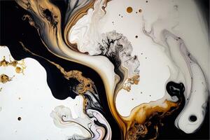 Marble ink abstract art from exquisite original painting for abstract background, color white, gold, black. Painting was painted on high quality paper texture to create smooth background photo