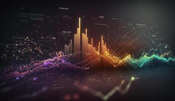 , stock market chart lines, financial graph on technology abstract background represent financial crisis, financial meltdown. Technology concept, trading market concept. photo