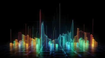 generativo ai, valores mercado gráfico líneas, financiero grafico en tecnología resumen antecedentes representar financiero crisis, financiero fusión de un reactor. tecnología concepto, comercio mercado concepto. foto