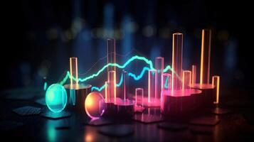 , stock market chart lines, financial graph on technology abstract background represent financial crisis, financial meltdown. Technology concept, trading market concept. photo