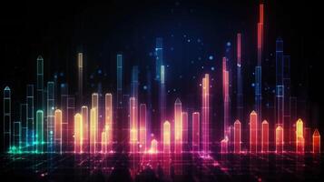 , stock market chart lines, financial graph on technology abstract background represent financial crisis, financial meltdown. Technology concept, trading market concept. photo