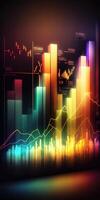 , stock market chart lines, financial graph on technology abstract background represent financial crisis, financial meltdown. Technology concept, trading market concept. photo