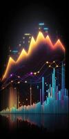 , stock market chart lines, financial graph on technology abstract background represent financial crisis, financial meltdown. Technology concept, trading market concept. photo