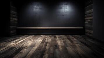 Cleanse light somber divider with shocking chiaroscuro and wooden floor. Empower establishment for thing presentation. Creative resource, photo