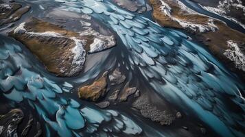 airborne picture of an icelandic stream. photo