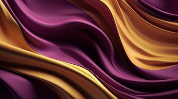 Theoretical Foundation with Wave Shinning Gold and Purple Point Silk Surface. photo
