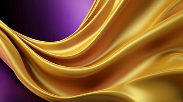 Theoretical Foundation with Wave Shinning Gold and Purple Point Silk Surface. photo
