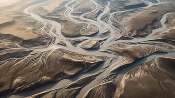 airborne picture of an icelandic stream. photo