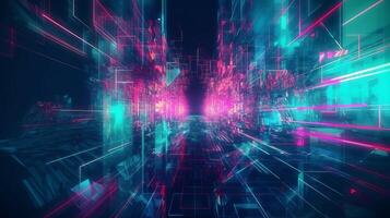 Curiously blue, mint and pink foundation with joining computerized glitch and mutilation influence. photo