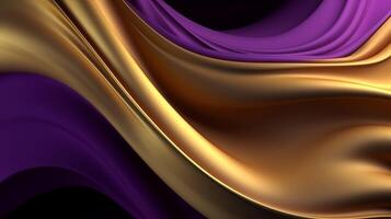 Theoretical Establishment with Wave Shinning Gold and Purple Point Silk Surface. photo