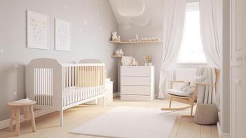 Show day energize nursery room in scandinavian shape. Creative resource, photo