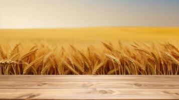 Cleanse wooden table a number of of time as of late brilliant ears of wheat establishment. Creative resource, photo