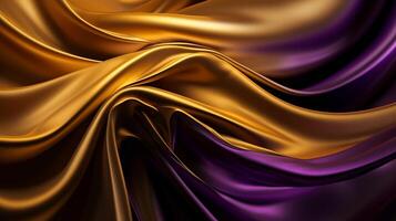 excepcional Fundación con ola brillando oro y púrpura punto seda superficie. creativo recurso, ai generado foto