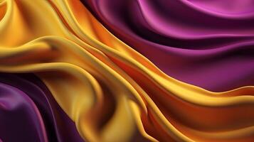 Theoretical Foundation with Wave Shinning Gold and Purple Point Silk Surface. photo