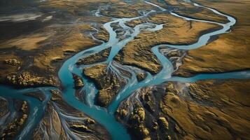 airborne picture of an icelandic stream. photo