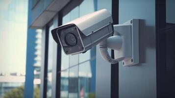 Security camera on advanced building. Able understanding cameras. Creative resource, photo