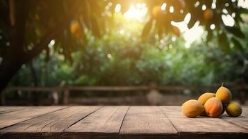 Cleanse wooden table specific of time as of late mango tree establishment. Creative resource, photo