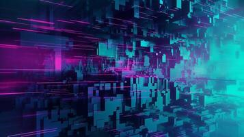 Curiously blue, mint and pink foundation with joining computerized glitch and mutilation influence. photo