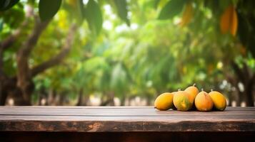 Cleanse wooden table specific of time as of late mango tree establishment. Creative resource, photo