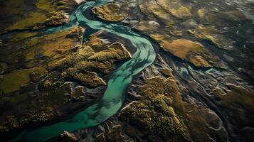 airborne picture of an icelandic stream. photo