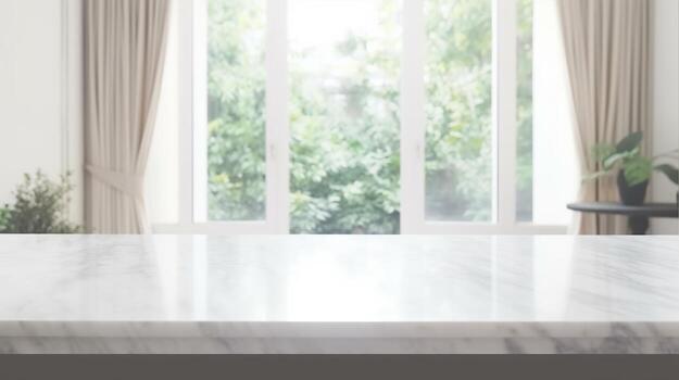 The foundation of an cleanse living room inner parts parts parts parts with window window embellishments is clouded behind an cleanse white marble stone tabletop. Creative resource, photo
