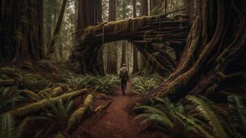 Drifter in a redwood forest. Creative resource, photo