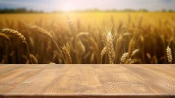 Cleanse wooden table a number of of time as of late brilliant ears of wheat establishment. Creative resource, photo