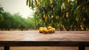 Cleanse wooden table specific of time as of late mango tree establishment. Creative resource, photo